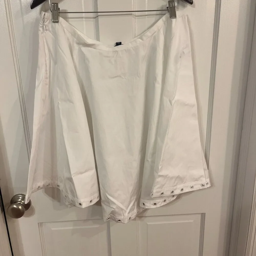 J. Crew Circle Skirt w Mirror Embellishments White SZ XLG Coastal Nautical NWT